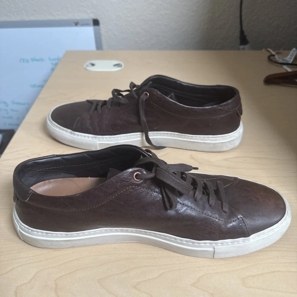 GOOD MAN BRAND Shoes Men's 14 Brown Italian Leather Edge‎ Court Sneakers $228